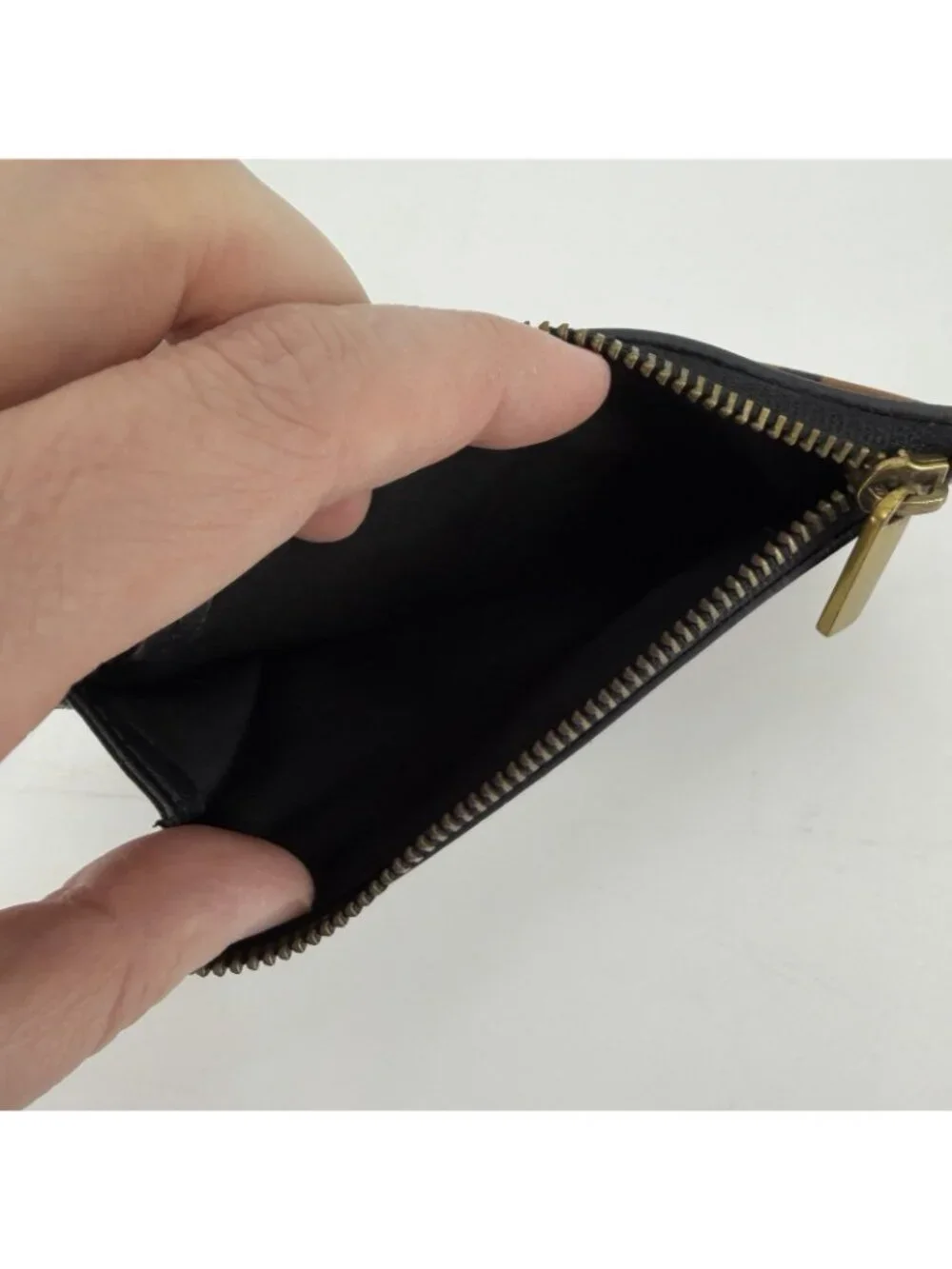 Fossil Leather Leopard Animal Print Zip Card Case Wallet Keychain